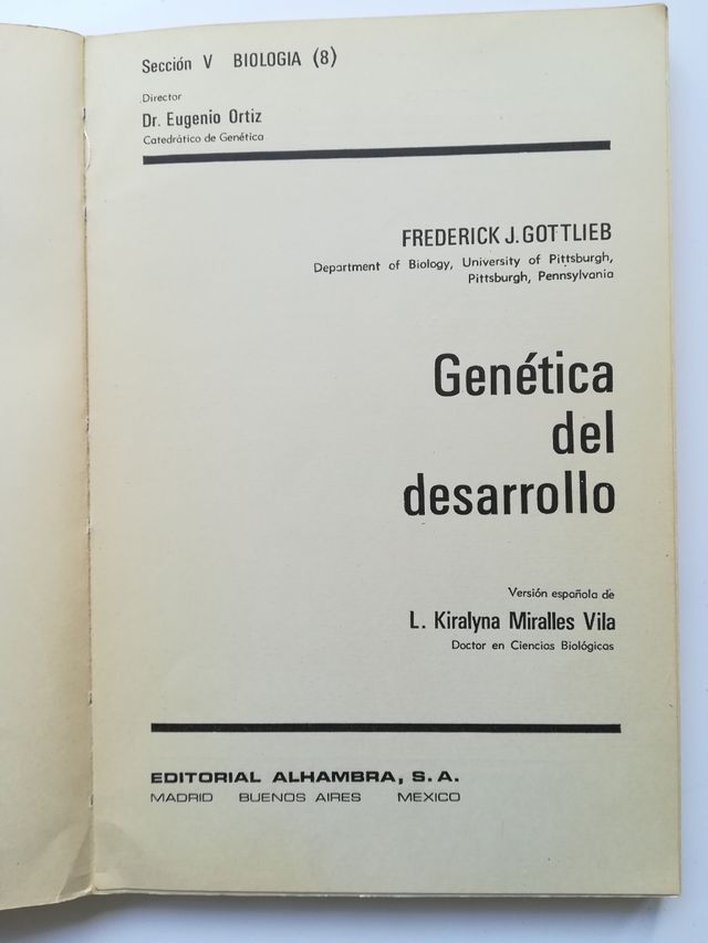 Genética del desarrollo, F. J. Gottlieb