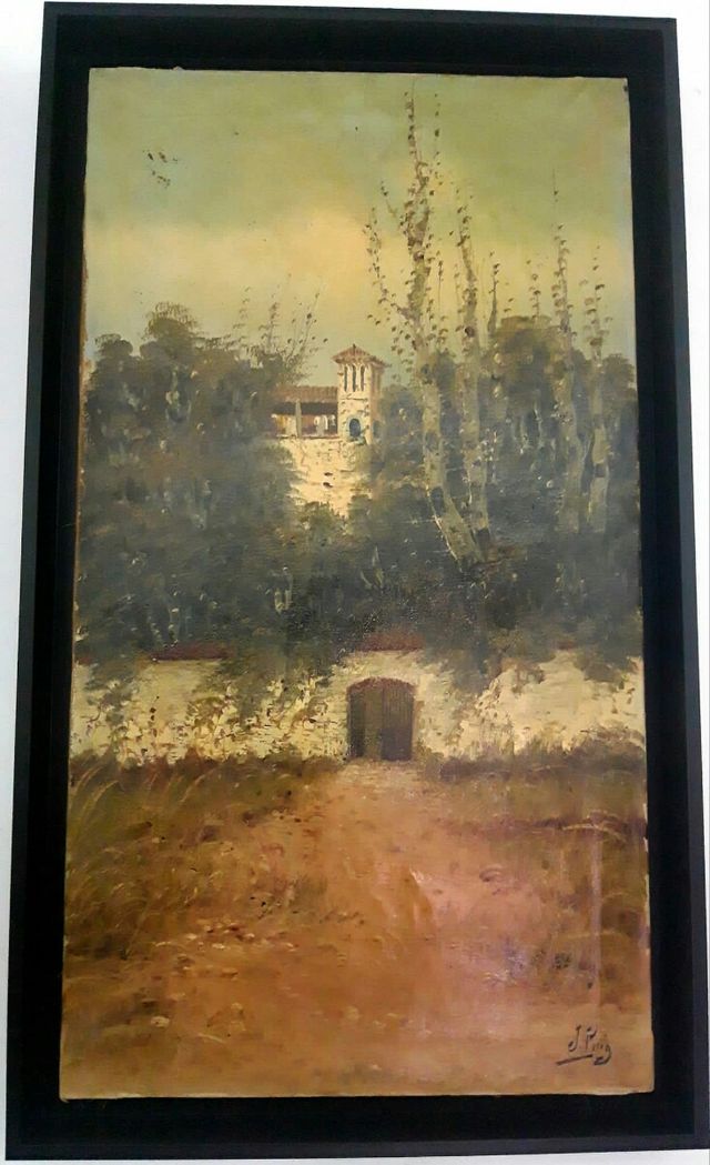 Cuadro al óleo sobre lienzo antiguo J. Puig