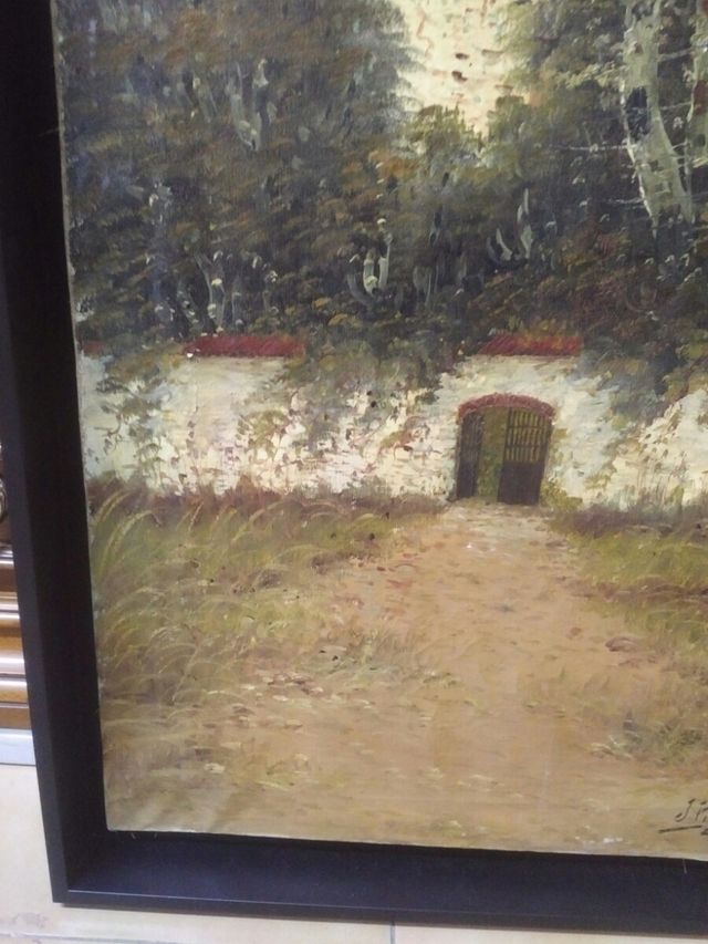 Cuadro al óleo sobre lienzo antiguo J. Puig