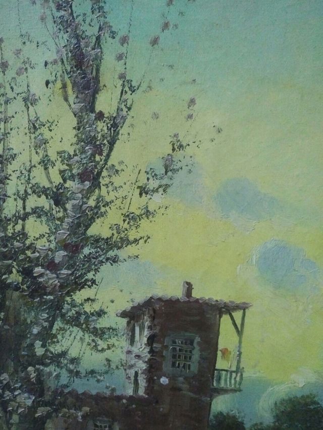 Cuadro al óleo sobre lienzo antiguo  J. Puig