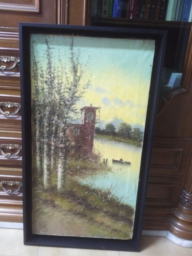 Cuadro al óleo sobre lienzo antiguo  J. Puig