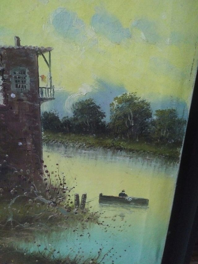 Cuadro al óleo sobre lienzo antiguo  J. Puig