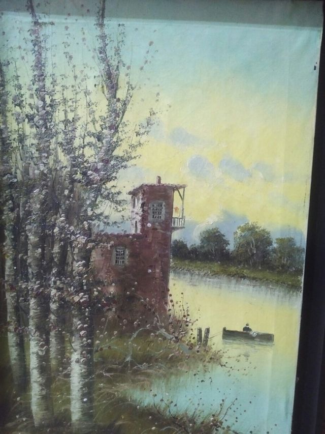 Cuadro al óleo sobre lienzo antiguo  J. Puig