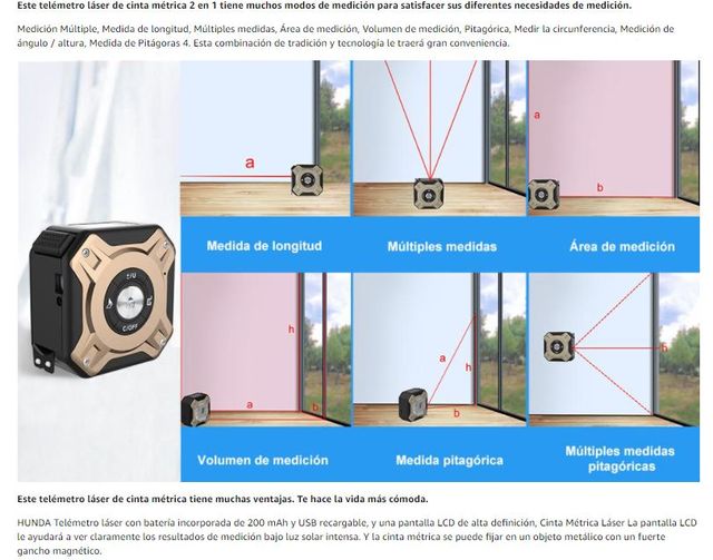 Telémetro láser de Cinta Métrica 2 en 1 · NUEVO