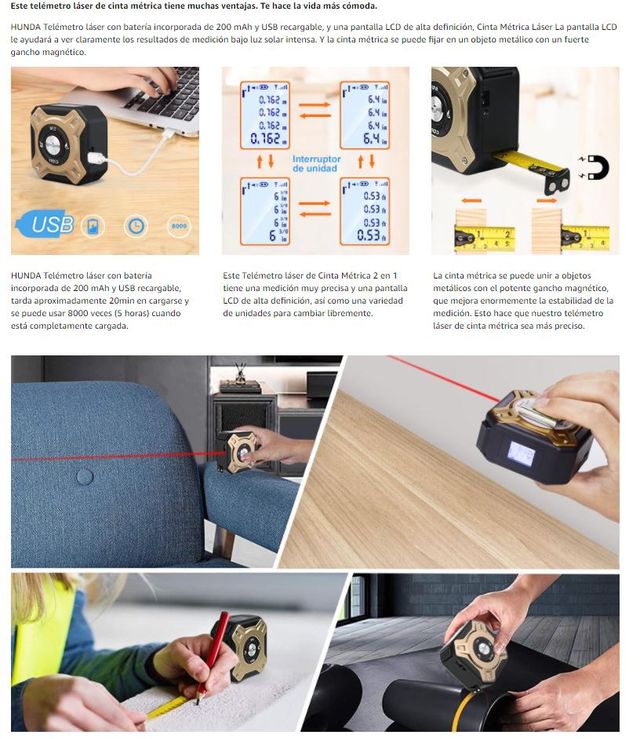 Telémetro láser de Cinta Métrica 2 en 1 · NUEVO
