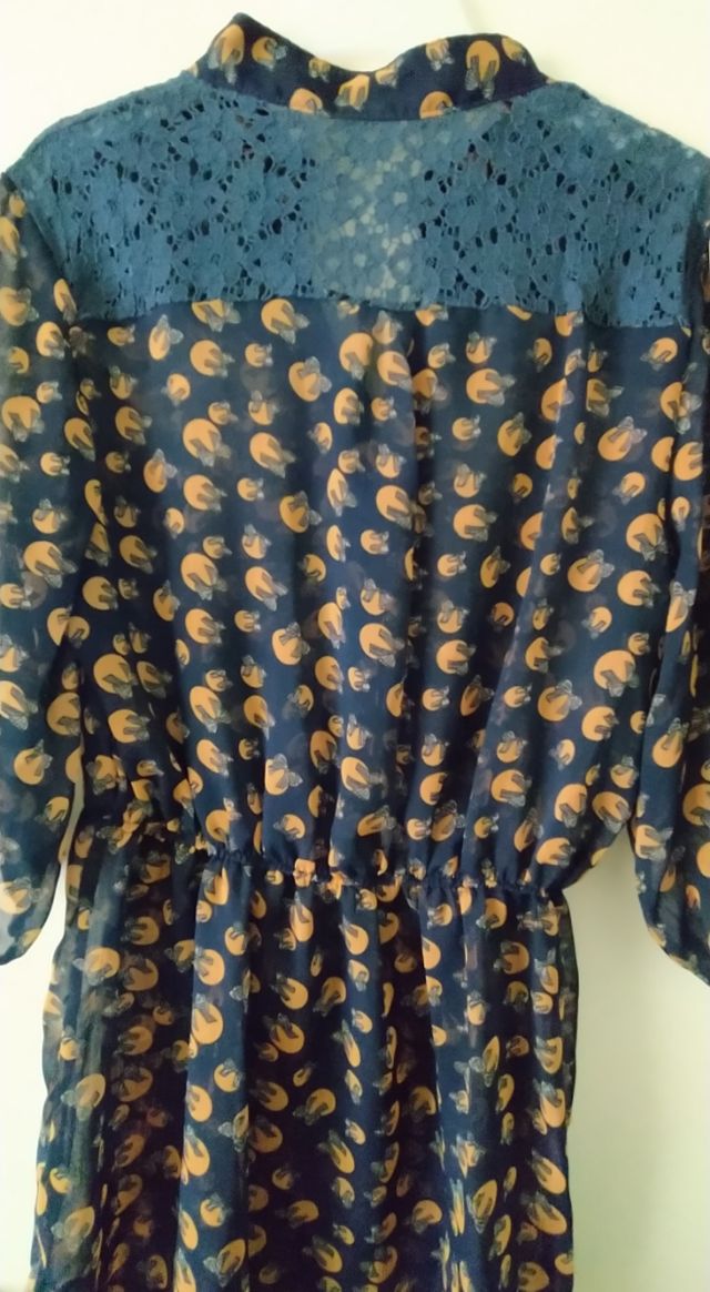 Blusa Azul Marino y Mostaza