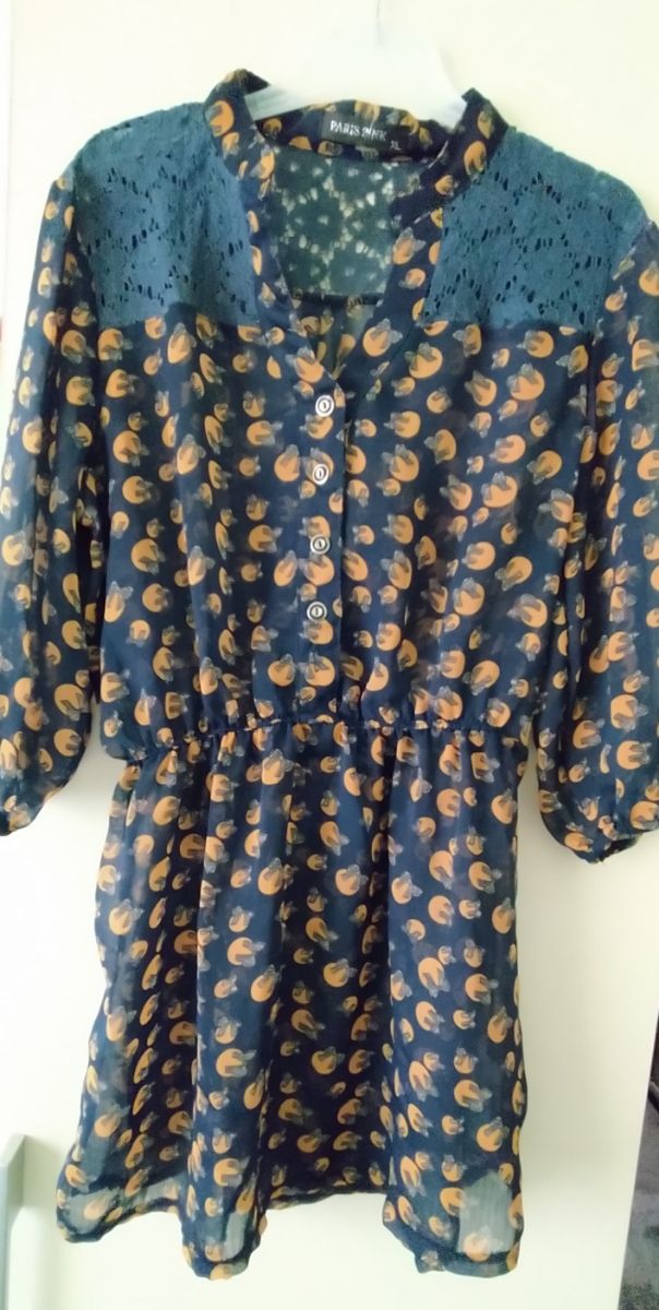 Blusa Azul Marino y Mostaza