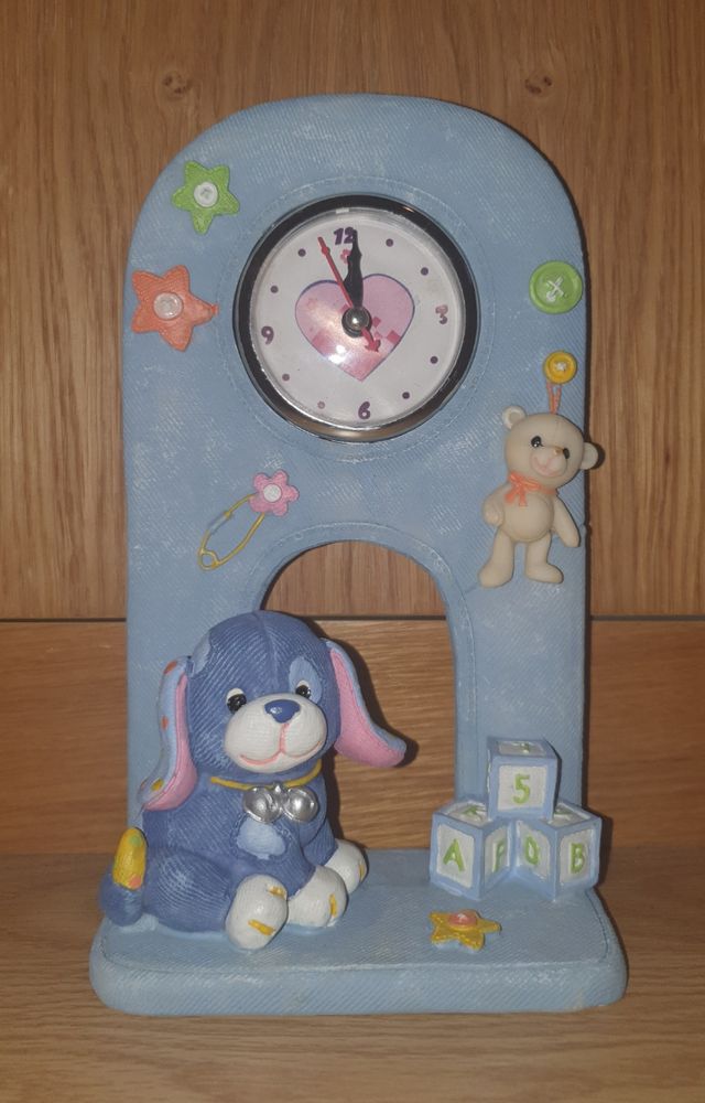 Reloj infantil de perrito y osito azul