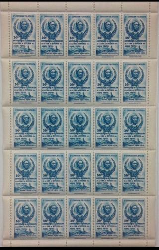 1954 Pliego Viñetas Expo Filatélica Moya Barcelona