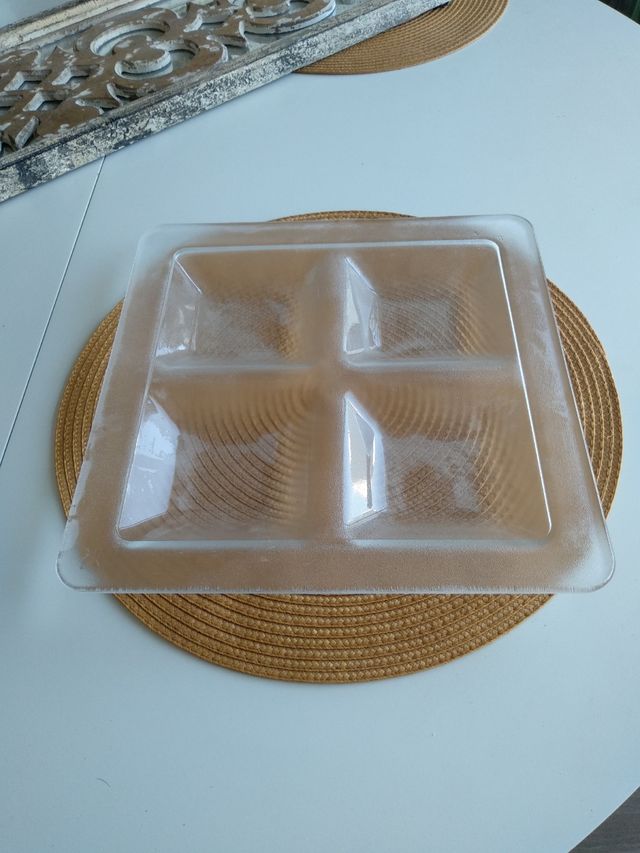 Plato bandeja de cristal para aperitivos