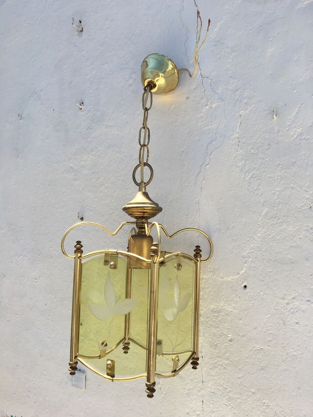 Farol de laton y cristal