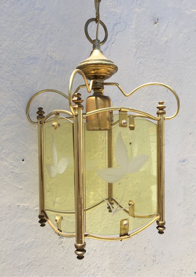 Farol de laton y cristal
