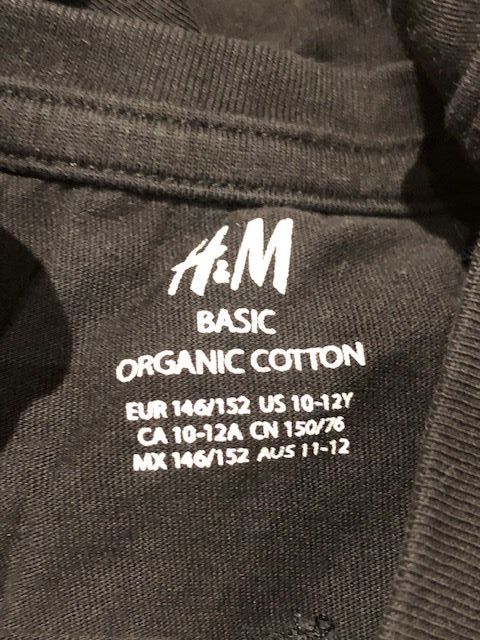 CAMISETA HM ORGANICA ALGODON UNISEX T- 10-12 NEGRA