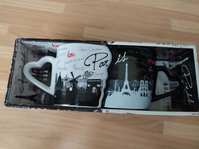 Set Romantico "Twin Paris" Tazas, Salero & Pimente