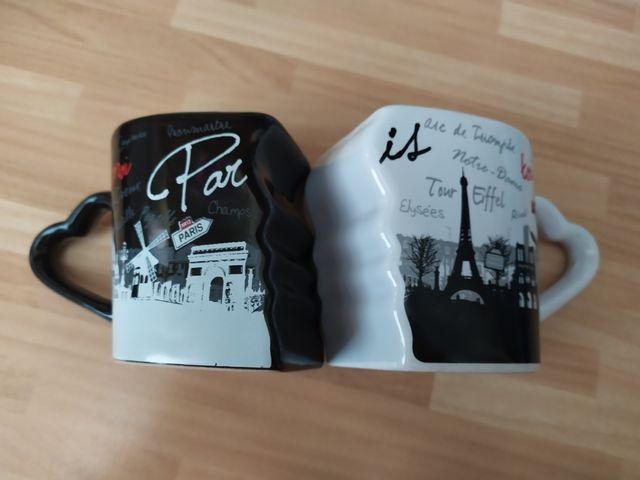 Set Romantico "Twin Paris" Tazas, Salero & Pimente