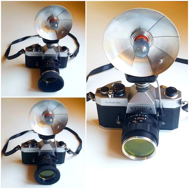 Yashica TL Electro + flash, filtro, macro, parasol