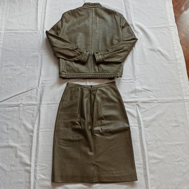 Conjunto vintage falda + americana cuero