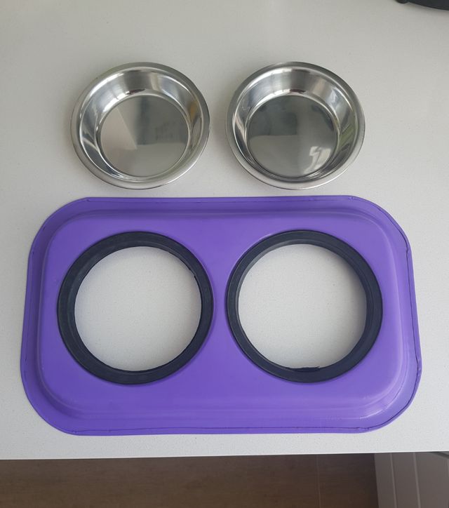 Comedero doble mascotas metálico