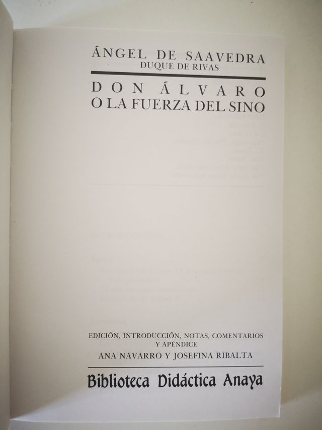 Don Álvaro o la fuerza del sino -Duque de Rivas
