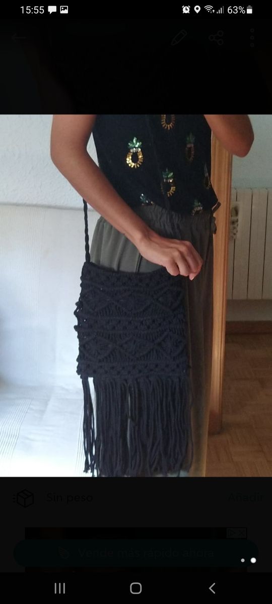 bolso negro de cuerdas