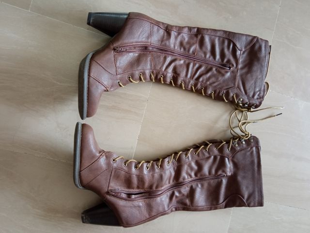 botas altas cuero marron 40 como nuevas