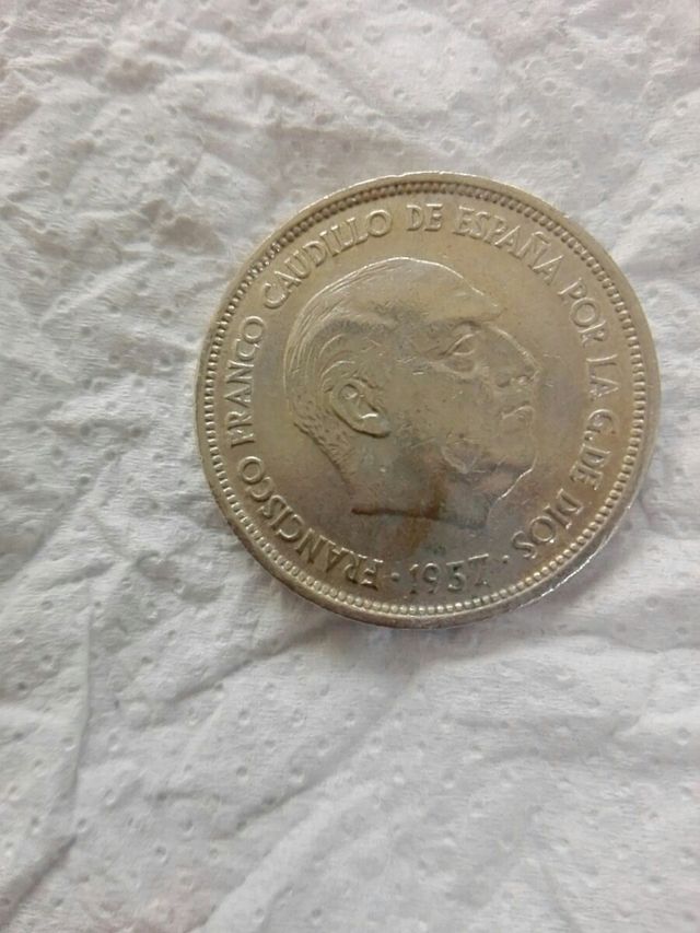 moneda 25 pesetas de franco 1957 estria 69