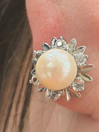 Pendientes Oro 18K Blanco con Zafiro y Perla