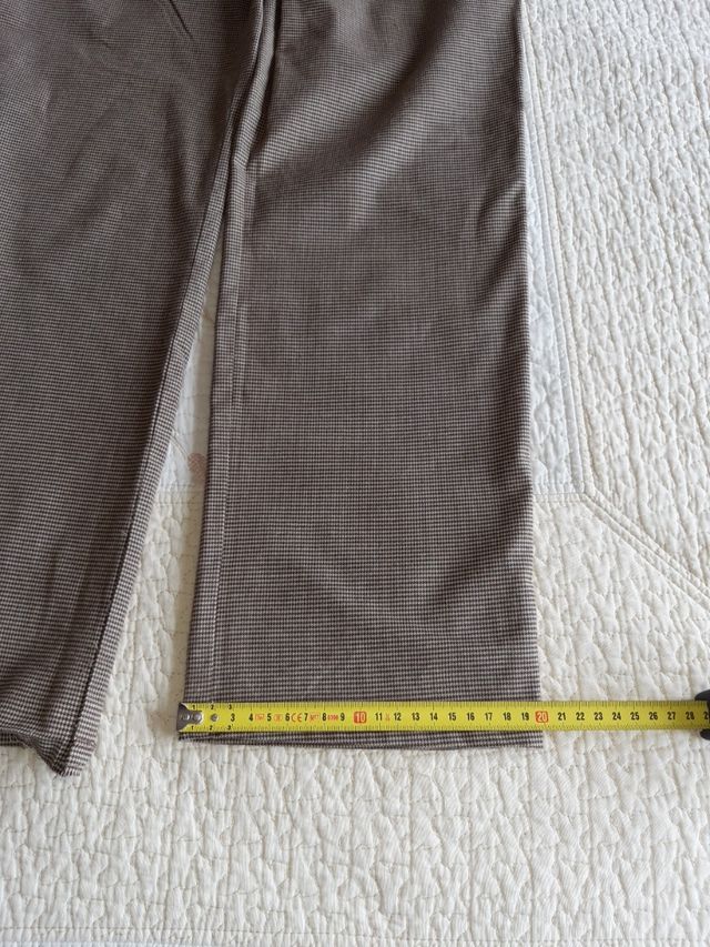 pantalón mujer cuadros pequeñitos marrón LASSERRE