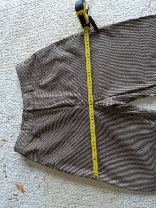 pantalón mujer cuadros pequeñitos marrón LASSERRE