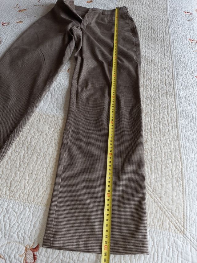 pantalón mujer cuadros pequeñitos marrón LASSERRE