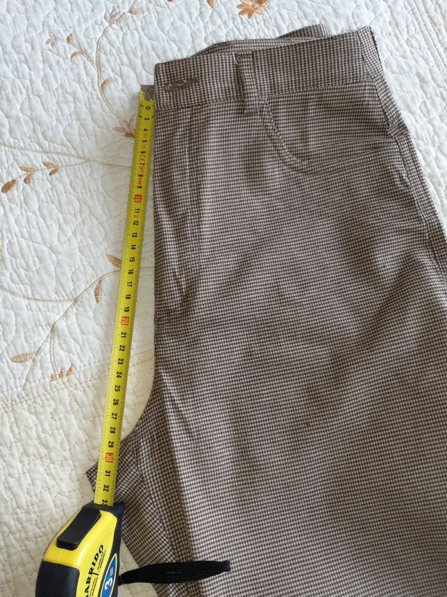 pantalón mujer cuadros pequeñitos marrón LASSERRE