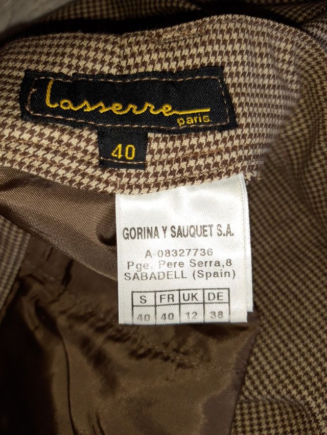 pantalón mujer cuadros pequeñitos marrón LASSERRE