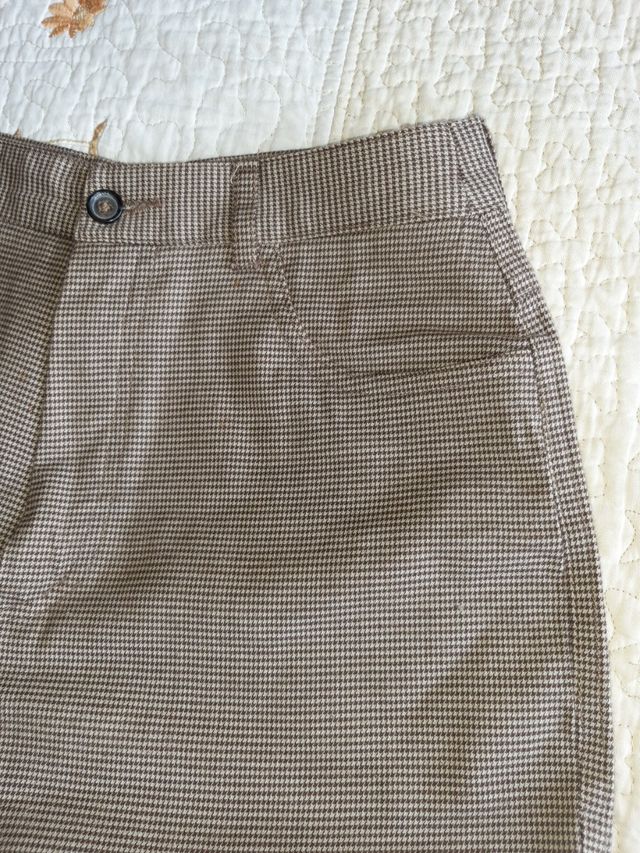 pantalón mujer cuadros pequeñitos marrón LASSERRE