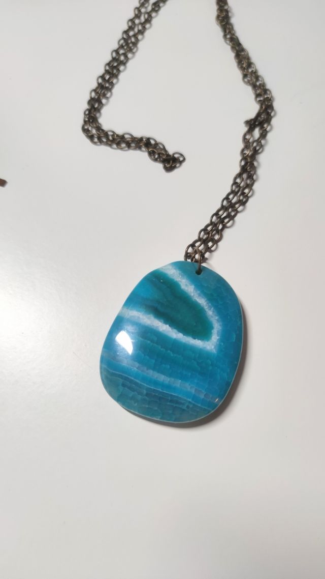 Collar cadena larga con piedra azul