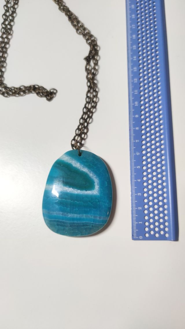 Collar cadena larga con piedra azul