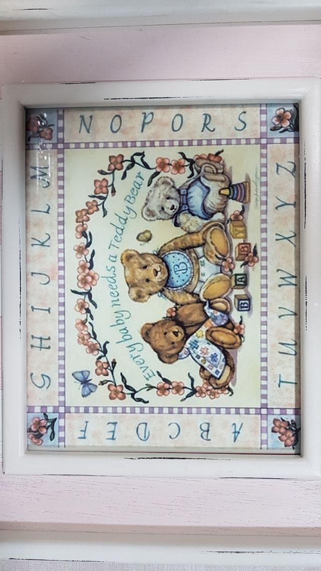 Cuadros osos Teddy Bear blanco rosa