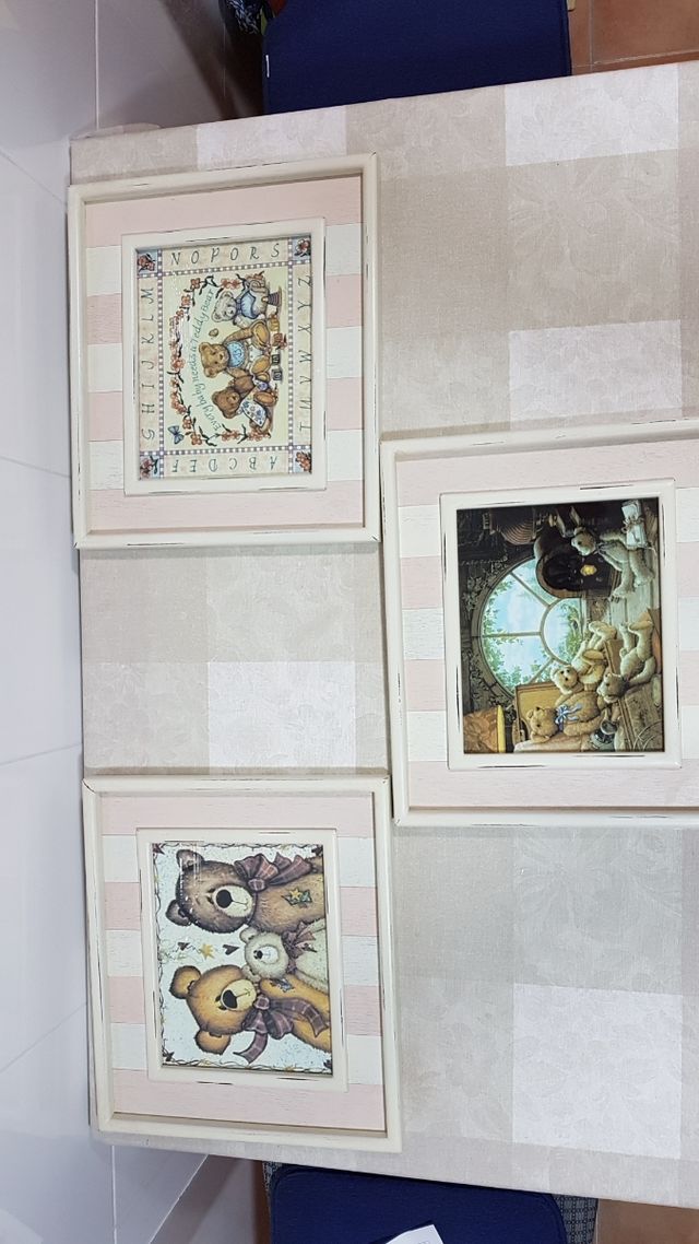 Cuadros osos Teddy Bear blanco rosa