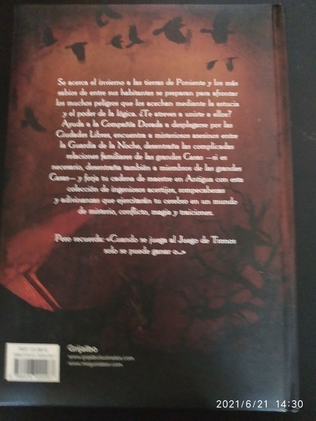 Libro d los enigmas de juego de tronos. NUEVO