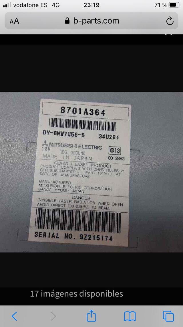 Radio cd original Mitsubishi Outlander 2