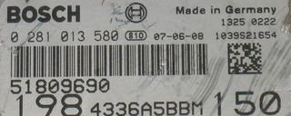CENTRALITA FIAT 0281013580 51809690