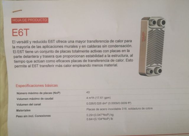 Intercambiador de calor, 30placas