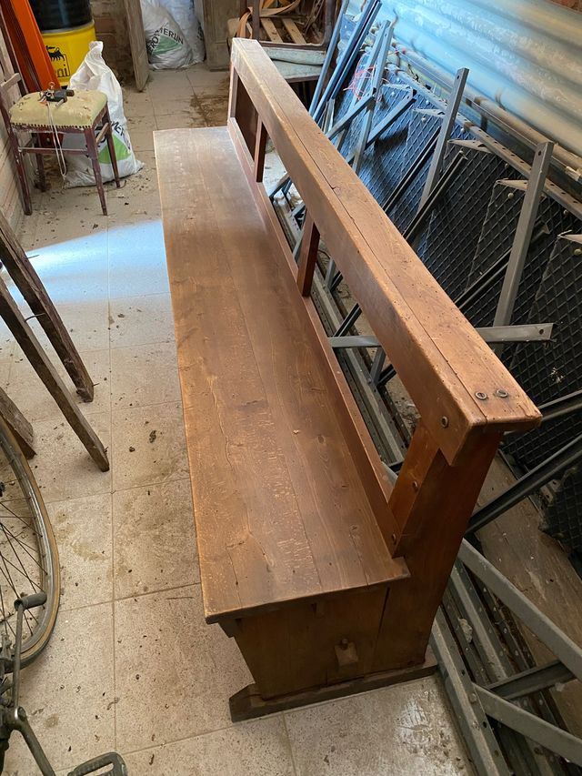 Banco antiguo madera maciza de iglesia capilla de segunda mano por 375