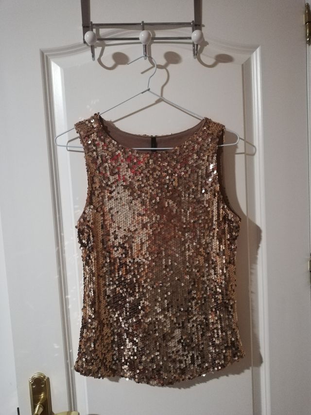 camiseta lentejuelas dorado 