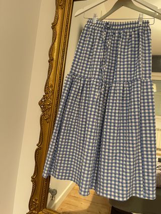 Falda vichy azul Stradivarius de segunda mano por 12 EUR en Valencia en  WALLAPOP