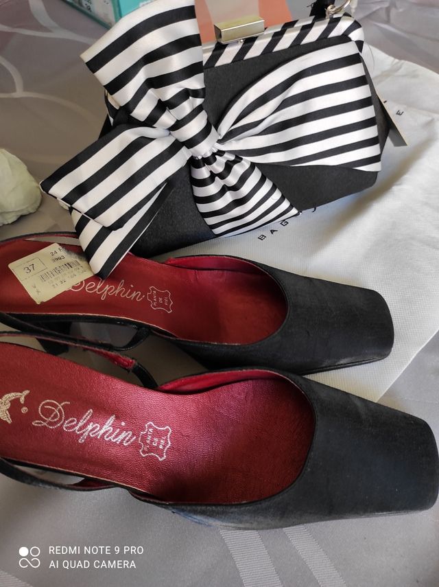 ZAPATOS Y BOLSO RASO, NÚM 38.