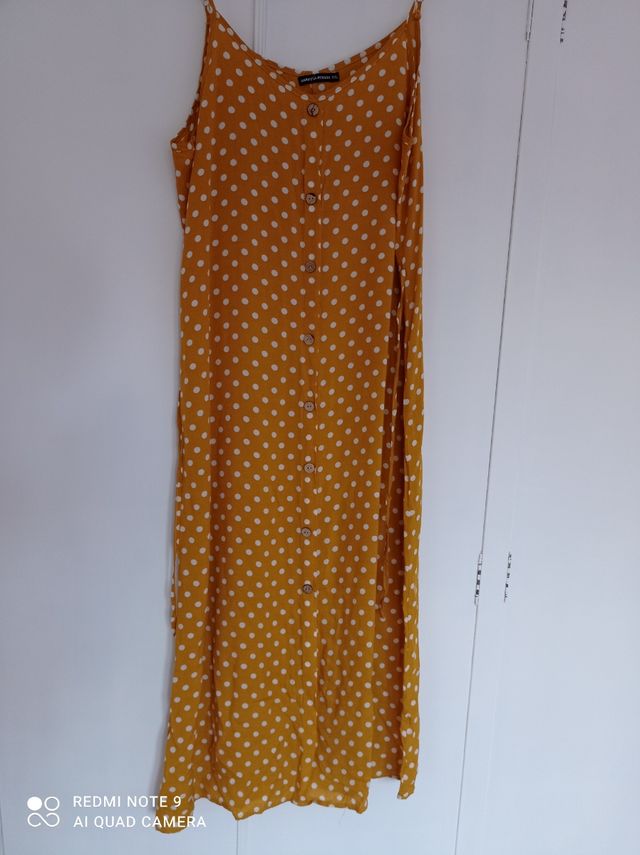 Super VERANO color mostaza, lunares blancos XXL