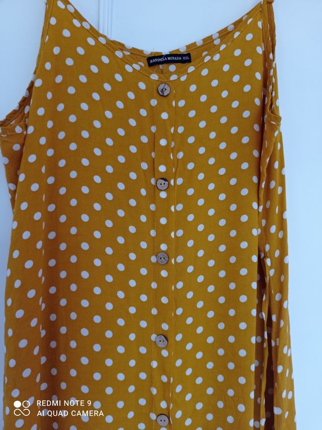 Super VERANO color mostaza, lunares blancos XXL