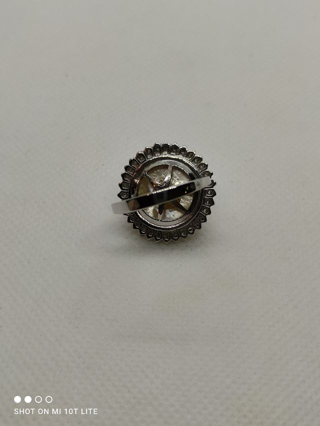 anillo oro blanco 18k perla y brillantes