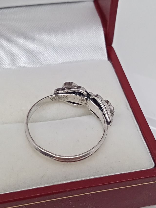 Antiguo Anillo onix en  plata de ley 925 quemada
