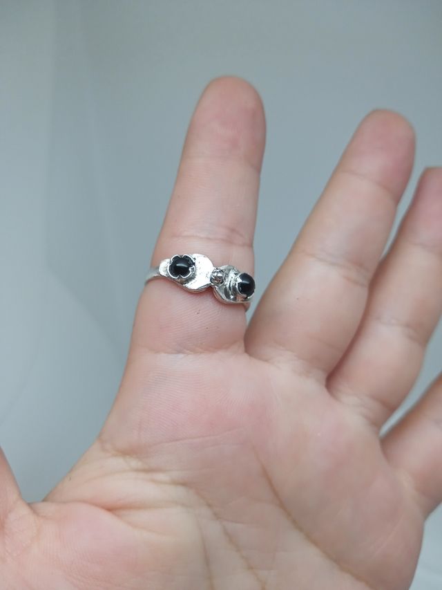 Antiguo Anillo onix en  plata de ley 925 quemada